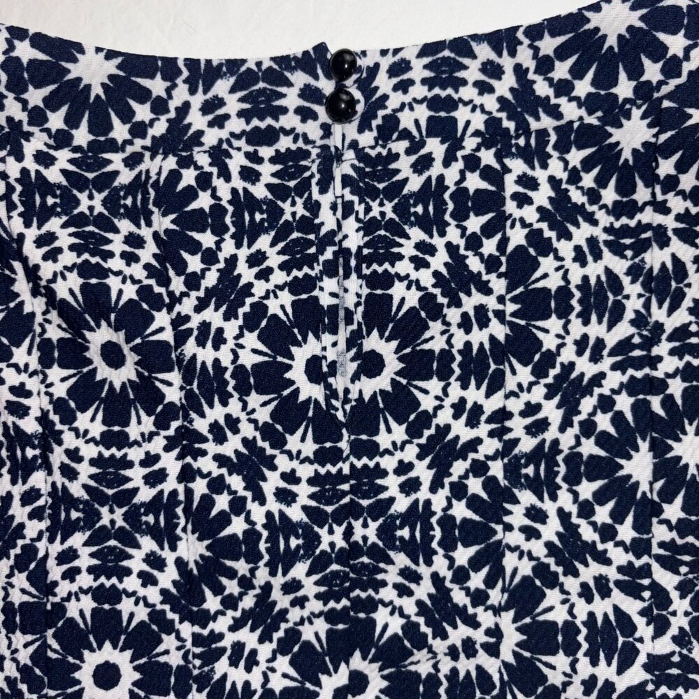 Blue & White Sleeveless Geometric Print Dress - Size S - Picture 8 of 8